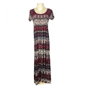Soft Surroundings maxi dress Smocked elastic top and shoulders size M Boho